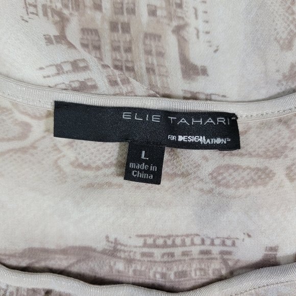 Elie Tahari For Design Nation Snakeskin Chrysler Building Chiffon Blouse Large - Picture 7 of 11